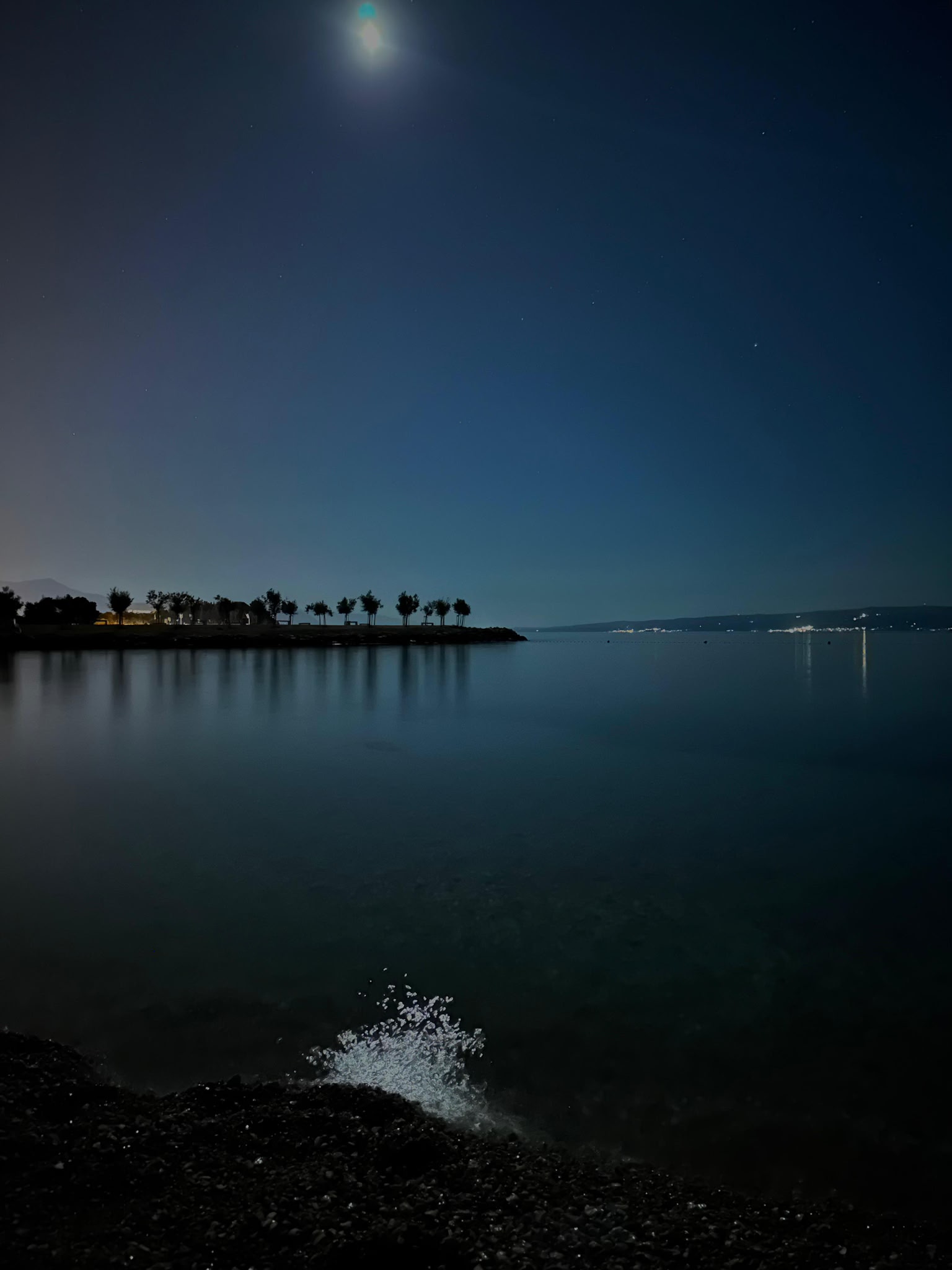 Moonlit sea at night